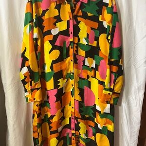 Colorful Geometric Print Shirt Dress